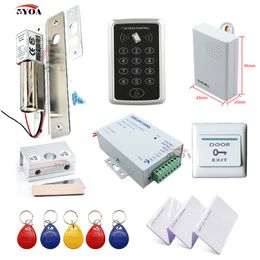 Sistema de Control de acceso RFID 5YOA, Kit de bricolaje, juego de abridor de puerta de vidrio, bloqueo de perno electrónico, tarjeta de identificación, botón de fuente de alimentación, timbre