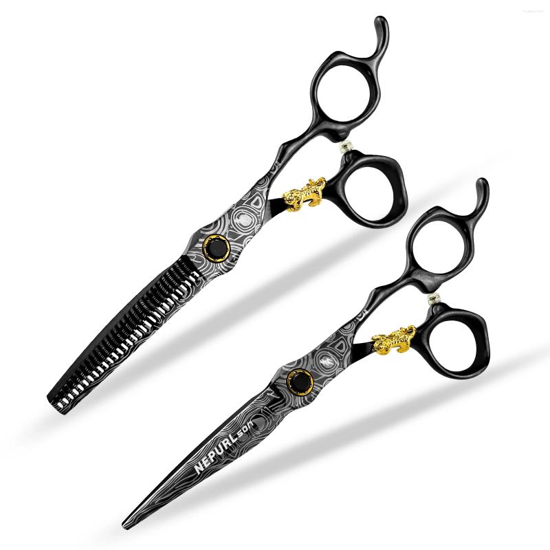 6.0 Inch Bearing Screw Black Fashion Design Beauty Hair Scissors