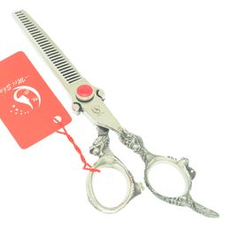 6.0 "Meisha Hairdresser's Thunning Shears Dragon Handvat Barber Haar Snijden Schaar Japan 440C Professional Hair Salon Styling Tools HA0443