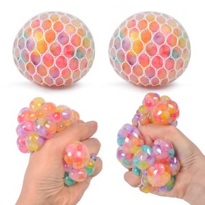 6.0CM Squishy Ball Fidget Toy Rainbow Water Beads Mesh Squish Grape Ball Anti Stress Squeeze Balls Stress Relief Descompresión Juguetes Ansiedad Reliever