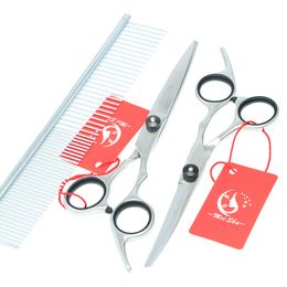 6.0Inch Meisha Goedkope Hot Professional Pet Grooming Scissors Set voor Honden Pet Schaar Snijden Verdunnende Gebogen Hondenschaar JP440C, HB0022