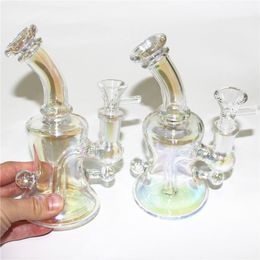 6.1 "Hookahs Glass Bong Pijpen Heady Mini Dab Rigs Small Bubbler Beaker Recycler Oil Rig With Bowl