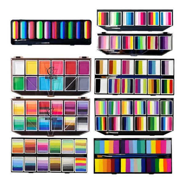 6 10 12 colores Rainbow Body Paint Art Niños Maquillaje Pintura Kit de pigmento Color brillante Cara Cuerpo Pintura Set 240104