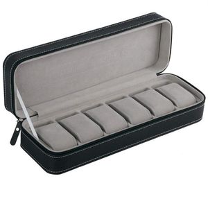 6 10 12 Slot Watch Box Portable Travel Zipper Case Collector Storage Jewelry Storage BoxBlack250k