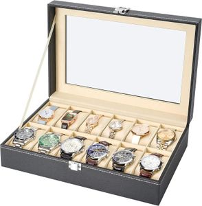 6/10/12 Slots PU Lederen Horlogekast Horloge Box Organizer Sieraden Display Lade Heren 240104