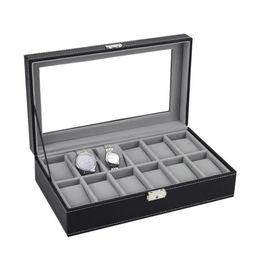 6 10 12 Slots Watch Box Boîte Rings Collier Collier Conservateur Organisateur de stockage Bijoux Affichage Pu Leather Cercet saat Trendcy CX3159271