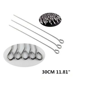 6/10 / 12pcs 30cm 11.81 pouces en métal BBQ Barbecue Shish kabob brochette set rond BBQ Grill Needle Picnic Picnic BBQ accessoires