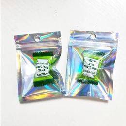 Sacs d'emballage Mini hologramme 6*10cm, 100 pièces, sacs d'emballage larges transparents avant, sacs d'emballage cadeaux à haute Kruie