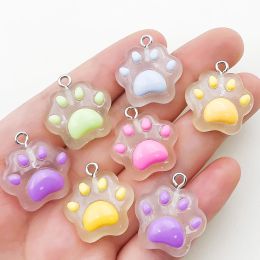 6/10pcs Color de gelatina Cat Claw Resin Charm Costo lindo para accesorios de bricolaje para hacer pendientes de pulsera de collar de joyería