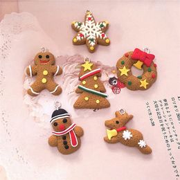 6/11 pcs Mini bonhomme de pain d'épice ornements de Noël cerf bonhomme de neige arbre de Noël pendentif décoration nouvel an décor fournitures de fête Y201020