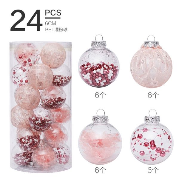 6-12-24-30PCS 6CM Ornement de Noël Or Rose Bleu Arbre De Noël Decroations Boules Or Rose Rouge Boules De Noël Décor À La Maison Boules 201128