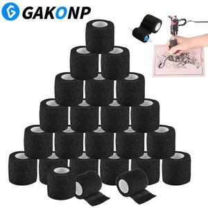 6/12/24 / 48pcs Bandage de poignée de tatouage Bandage noir COUVERTURE COUVERTURE ENRROCHES NON TEMPORTÉE AUTOSIVE AUTOSIVE BANDAGE ÉLASTIQUE