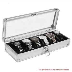 6 12 grilles fentes en aluminium montres boîte bijoux affichage stockage boîtier carré en daim à l'intérieur du conteneur montre cercueil 220617