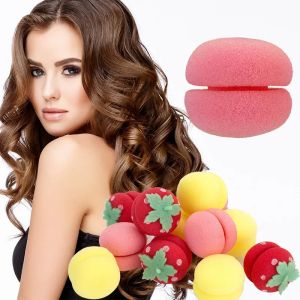 6/12pcs vrouwen haarrollen krullen zacht spons aardbeien ballen haar krul spiraal schuim roller heerlijk diy haarstyling gereedschap