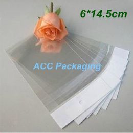 6 * 14.5cm (2.4 * 5.7 ") Sachet en plastique transparent avec joint auto-adhésif OPP Poly Bag Retail Packaging Bag W / Hanging Hole Wholesale 3000Pcs / Lot DHL