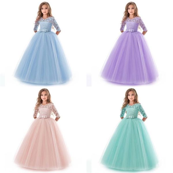 6-14 ans fleur dentelle robe filles vêtements princesse fête Pageant longue robe enfants robes pour filles mariage soirée vêtements 85 Y2