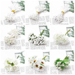 6-144pcs fait à la main artificiel fleurs blanches Berries Berries Pundle pour la maison de mariage fille chambre décorative Flower Supplies bricolage