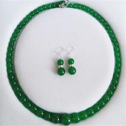 6-14mm jade vert naturel de perles collier pendentifs conjunto de joyas 18290I