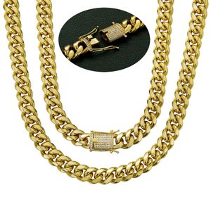 6-14 mm roestvrij staal Miami Cuban Chain 14K Gold Ploated Zirkon Copper Clasp