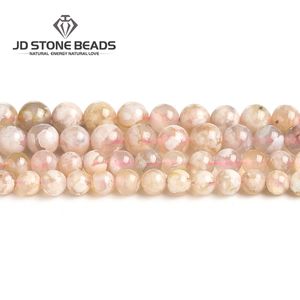 6-16mm nouvelles fleurs de cerisier naturelles Agate rose perles en vrac pour la fabrication de bijoux Bracelet à bricoler soi-même collier femmes cadeaux Q0531