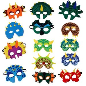 6-18 Stuks Dinosaurus Feestmaskers Elastisch EVA Vilt Kindschuim Dino Gezichtsmasker voor kinderen Cosplay Thema Maskerade April Fools Day Gift 240326