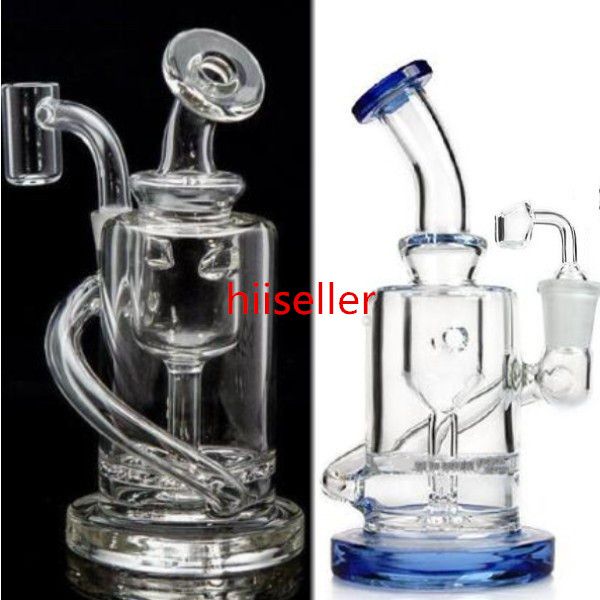 6,2 pouces Mini Oil Rigs Hookahs Klein Recycler Dab Bong Shisha Cigarette Accessoire Fumée Pipe En Verre Bubbler avec 10mm banger