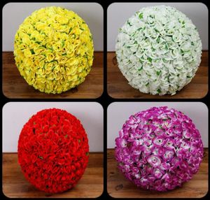 6 24 pouces Mint Green Leaf Fleurs Ball Silk Rose Mariage Boules de baisers Pomanders Party Centres Decoration de nombreuses couleurs9405569