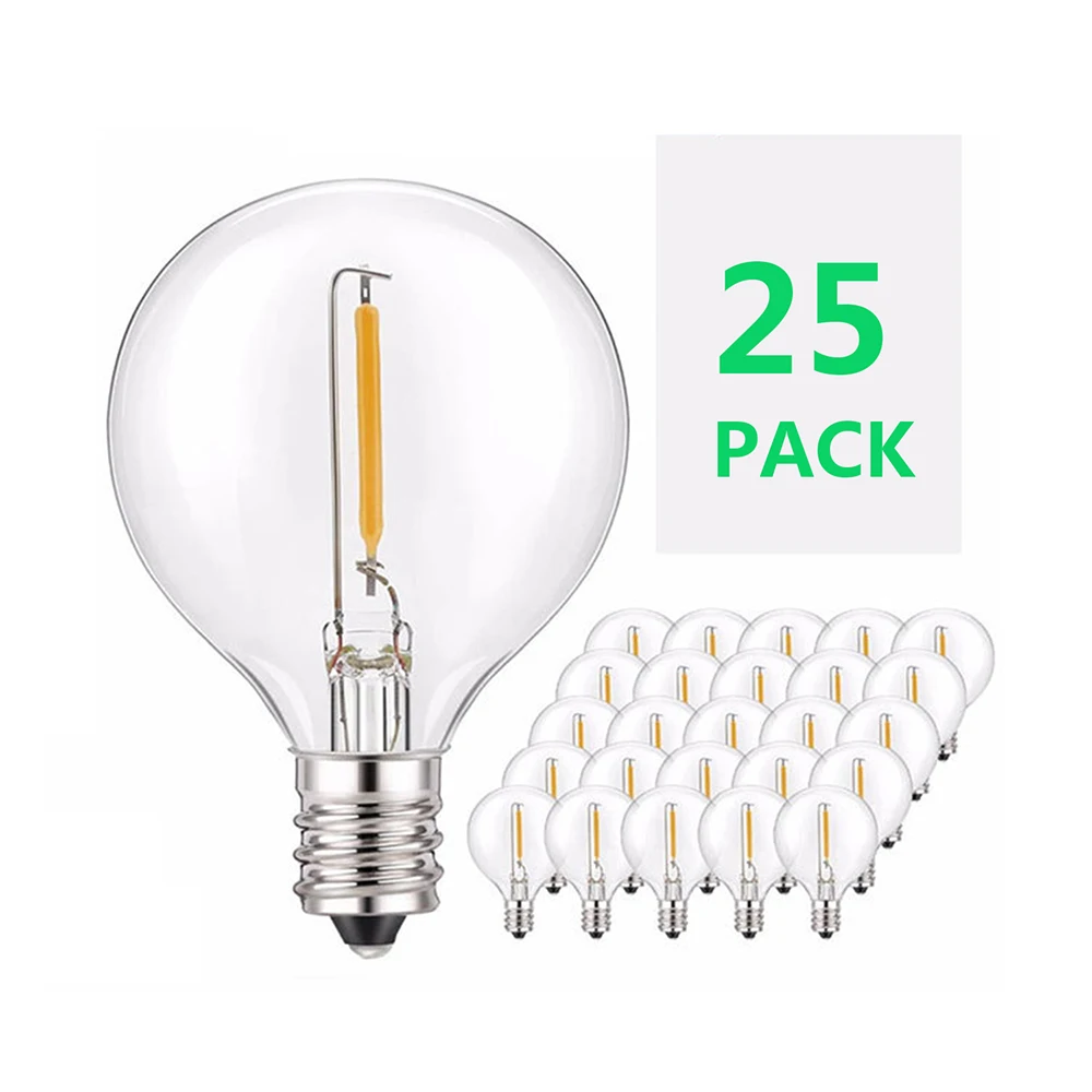 6/25st E12 LED -glödlampa utomhus G40 för LED -stränglampor Kedjelodsträng