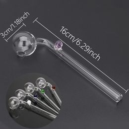 6.29 pouces Longueur Épais Transparent Verre Brûleur À Huile Pipe Clair Pyrex Verre Main Pipes Couleur Aléatoire Artisanat Fumer Tubes En Gros