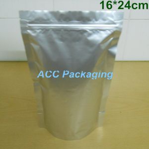 6.3''x9.4'' (16x24cm) Mylar Foil Stand Up Pur Aluminium Foil Emballage Sac pour Aliments Café Stockage Refermable Zipper Lock Package Bag
