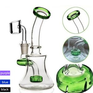 6,3 pouces vert bleu noir violet mini barboteur bongs cou courbé plates-formes pétrolières verre eau bongs 14,4 mm femelle banger