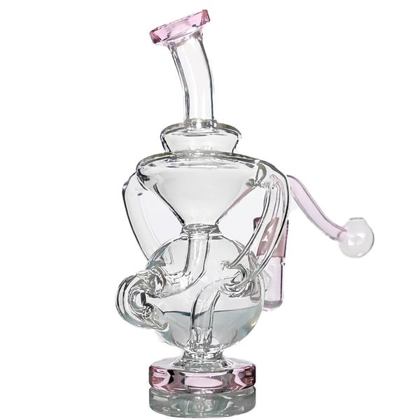 6,3 pouces d'épaisseur Bent Neck Glass Bong Rig in Hookahs Pipe à fumer rose Cute Transparent Water Bubbler Pipes Bongs en verre percolateur avec 10mm Male Joint Clear Bowl