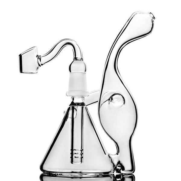 6.3 pulgadas Mini Dab Rigs Hookahs Glass Oil Rig Recycler Bubbler Doble peine Percolador Waterpipe con junta de 14 mm Bong único