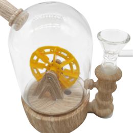 Hookahs 5.7 "percolador de molino de viento bongs de vidrio de silicona únicos plataformas de aceite de plataforma de dab de cuello doblado para fumar pipa de agua bong soplado a mano tazón de 14 mm