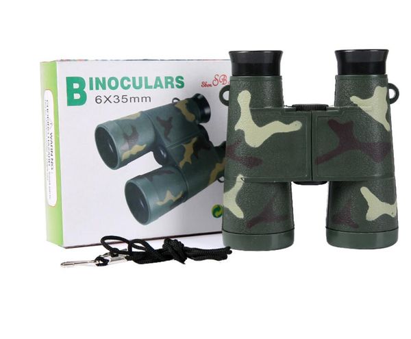 6*35 binoculares negros de camuflaje para niños, binoculares de plástico de juguete para exteriores, regalo plegable