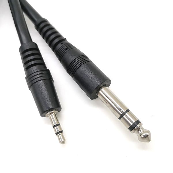 Cable de miniconector estéreo de 6,35 mm a 3,5 mm, 1,5/3 metros, cable mezclador de línea de micrófono negro, cable de Audio, venta directa de fábrica