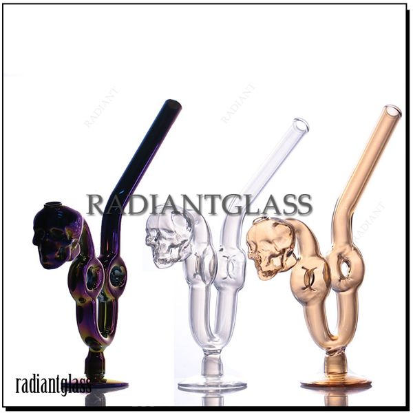 Tubo de quemador de aceite de 6.38 pulgadas en forma de U Colores de galvanoplastia Mini Handcraft Pyrex pipas de fumar de vidrio para bong de agua