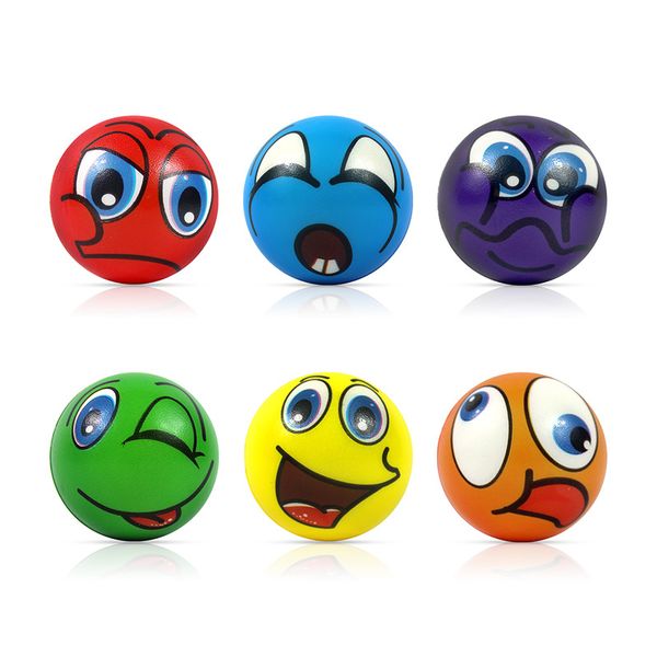 6,3 cm Soft Funny Smile Ball Swising Stress Soulagement Toy Pu Foam Cartoon Expression Solid Vent Ball Relief's Relief Toy Sponge Ball