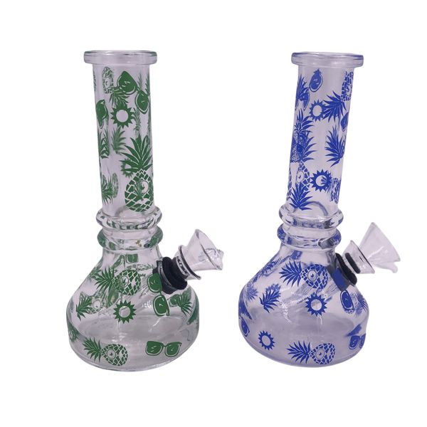 El cubilete de cristal de los 6.3in Bong los tubos de agua con los modelos azules o verdes de la piña para fumar tabaco