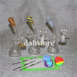 Tubo de agua de vidrio colorido de 6.3 pulgadas Mini Bong de vidrio Honeycomb Dab Rigs con 4 mm Cuarzo Banger Embriagador Pequeño reciclador Burbujeador de vidrio