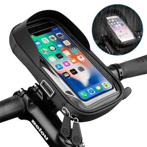 Marco frontal de pantalla táctil de 6,4 pulgadas Soporte para teléfono de bicicleta a prueba de agua Soporte para manillar de motocicleta Estuches para bolsas Soporte universal para teléfono celular para scooter de bicicleta