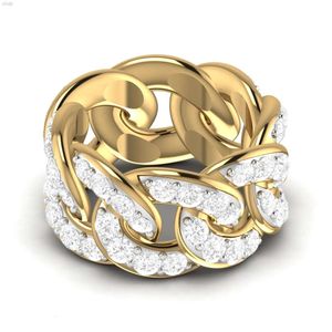 6.4 TCW Diamond Cuba Link Cain Ring Rose White Gold Hip Hop Joyas personalizadas 2024 Venta caliente Real Natural en 18 kt amarillo