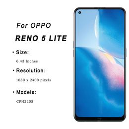 6.43 '' Nuevo LCD para Oppo Reno5 Lite CPH2205 Pantalla de pantalla táctil TFT OLED para Oppo Reno 5 Lite Display Digitizer Conjunto probado