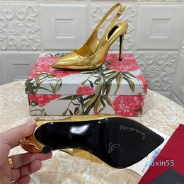 Zapatos de tacón con talón descubierto para mujer, Sandalias de tacón de aguja alto, zapatos de plataforma de diseñador, zapatos de vestir, zapatos deslizantes de oficina puntiagudos, 6,5/10,5 cm