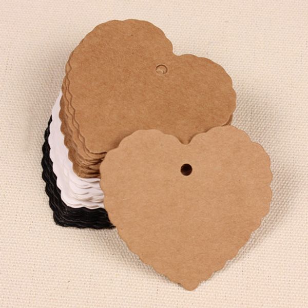 6 * 5.5 cm (2.4 * 2.2) Tarjetas de etiquetas de regalo de boda de fiesta de papel Kraft DIY Etiquetas en blanco festoneadas con forma de corazón Etiqueta de equipaje Precio de ropa Etiqueta colgante Marcador