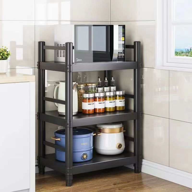 6-5 floors Kitchen shelving Floor-to-ceiling Multilayer fenced microwave oven storage rack Household pot and dish storage rack