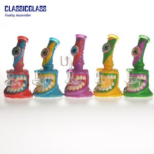 6,5 pollici Bong in vetro Narghilè Pipa ad acqua Mostro di argilla con gancio banger al quarzo Bong spesso 4 mm Giunto femminile Dab Oil Rig Orribile