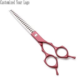 6.5 "7" Logotipo de personalización 440C Red Dog Scissors Sichissors Retrase Seding Shizs Professional Pet Sissors Set DIY C9029