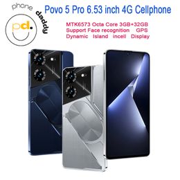 6.53 inch Incell -display met dynamische eilandfunctie POVO 5 Pro 4G mobiele telefoon MTK6573 Octa Core 3GB RAM 32 GB ROM 13MP ACHTER CAMERA SUPPARTER FACE REMPTIE MOBILEPHONE MOBILEPHONE