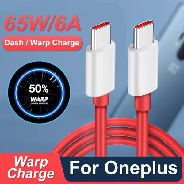 Cable de carga rápida tipo C de 6,5a, Cables de cargador Warp de 65W para USB PD USB C para Oneplus 8T One Plus 8t Warp Charge